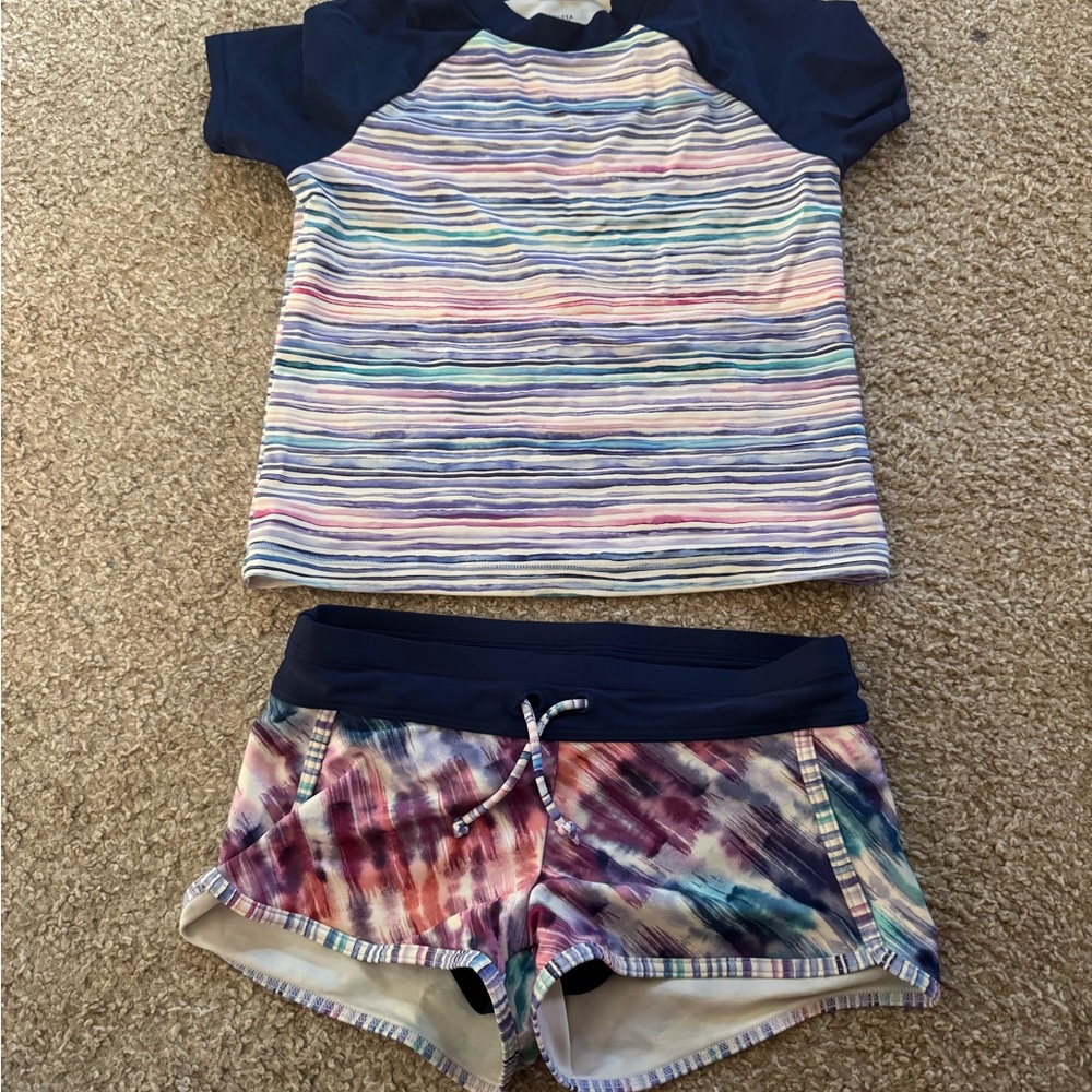 Kids Swim Set with Striped and Tie-Dye Design